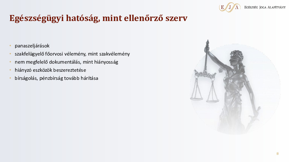 Egészségügyi hatóság, mint ellenőrző szerv